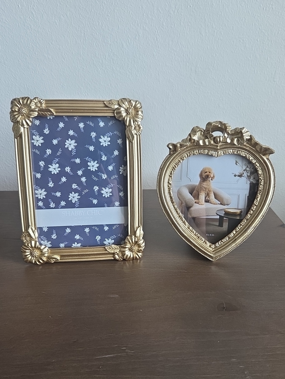 Gold Floral Rectangle & Heart Set Of Frames, Glass Inserts, 5x5, 5x7, LNWOT